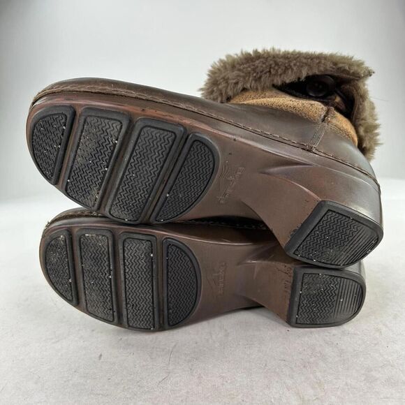 Dansko Bessie Women's Brown Burnished Leather Boot US 7.5 Shearling Pull-On Shoe - Picture 7 of 13